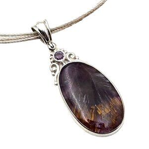Sajen Womens Necklace Purple Orange Gemstone Pendant Sterling Silver Collar